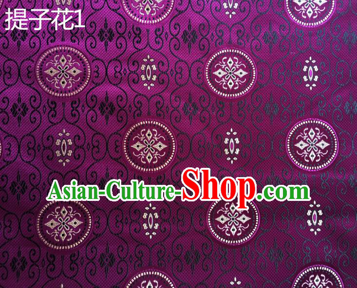 Traditional Asian Chinese Handmade Embroidery Raisins Flowers Silk Satin Tang Suit Purple Fabric Drapery, Nanjing Brocade Ancient Costume Hanfu Cheongsam Cloth Material
