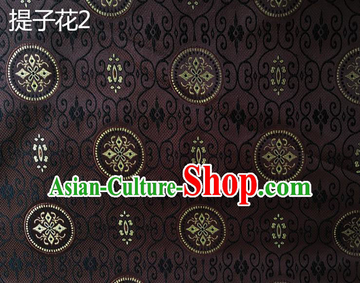 Traditional Asian Chinese Handmade Embroidery Raisins Flowers Silk Satin Tang Suit Brown Fabric Drapery, Nanjing Brocade Ancient Costume Hanfu Cheongsam Cloth Material