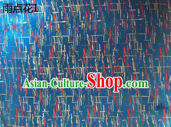 Traditional Asian Chinese Handmade Printing Silk Satin Tang Suit Blue Fabric Drapery, Nanjing Brocade Ancient Costume Hanfu Cheongsam Cloth Material