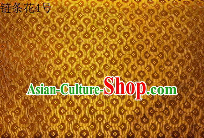 Traditional Asian Chinese Handmade Embroidery Chain Flowers Silk Satin Tang Suit Golden Fabric Drapery, Nanjing Brocade Ancient Costume Hanfu Cheongsam Cloth Material