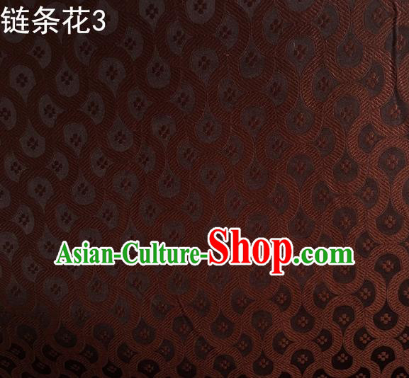 Traditional Asian Chinese Handmade Embroidery Chain Flowers Silk Satin Tang Suit Brown Fabric Drapery, Nanjing Brocade Ancient Costume Hanfu Cheongsam Cloth Material