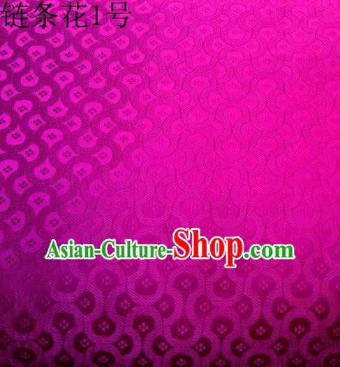 Traditional Asian Chinese Handmade Embroidery Chain Flowers Silk Satin Tang Suit Rosy Fabric Drapery, Nanjing Brocade Ancient Costume Hanfu Cheongsam Cloth Material