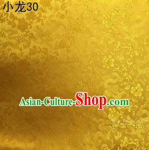 Traditional Asian Chinese Handmade Embroidery Dragons Silk Tapestry Tibetan Clothing Golden Fabric Drapery, Top Grade Nanjing Brocade Cheongsam Cloth Material