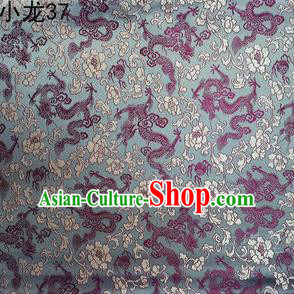Traditional Asian Chinese Handmade Embroidery Dragons Silk Tapestry Tibetan Clothing Grey Fabric Drapery, Top Grade Nanjing Brocade Cheongsam Cloth Material