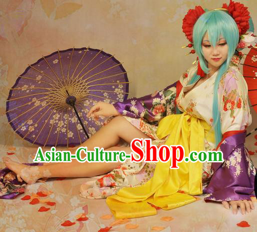 Asian Chinese Traditional Cospaly Tang Dynasty Young Lady Costume and Wigs, China Elegant Hanfu Princess Dress for Women