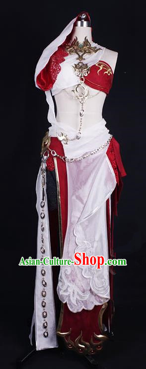 Asian Chinese Traditional Cospaly Costume Customization Ming Dynasty Female Monster Costume, China Elegant Hanfu Swordsman Clothing for Women