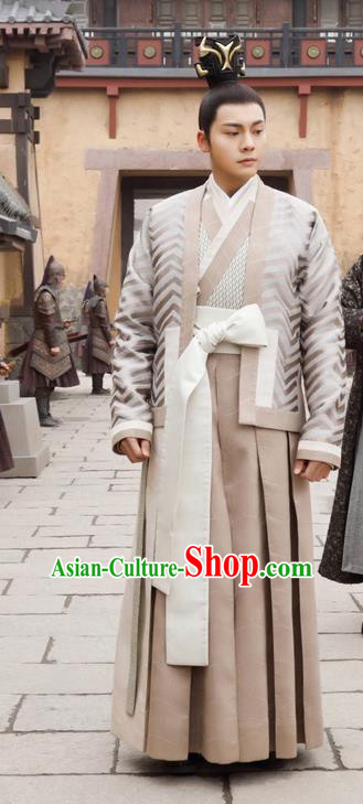 Asian Chinese Traditional Ancient Emperor Everyday Costume, Lost Love In Times China Northern and Southern Dynasties King Robe Clothing