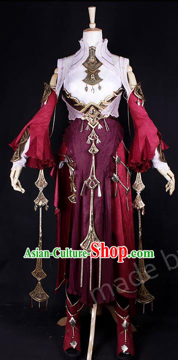 Asian Chinese Traditional Cospaly Costume Customization Dunhuang Flying Apsaras Princess Costume, China Elegant Hanfu Peri Red Dress Clothing for Women