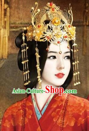 Chinese Ancient Style Hair Jewelry Accessories Wedding Tassel Hairpins, Hanfu Xiuhe Suits Step Shake Bride Handmade Phoenix Coronet for Women