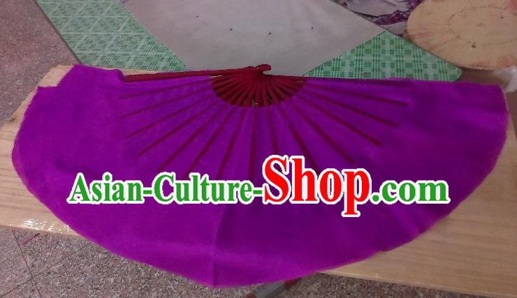 Pure Silk Traditional Chinese Fans Oriental Purple Ribbon Fan Folk Dance Cultural Yangko Dance Hand Fan