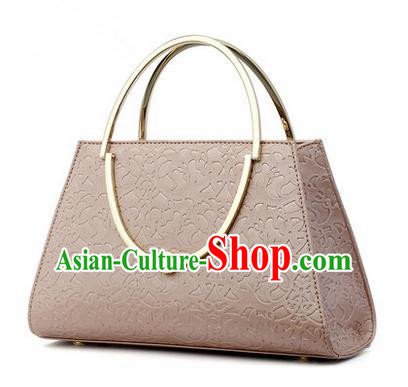 Traditional Handmade Asian Chinese Element Knurling Vines Flower Bags Shoulder Bag National Pink Handbag for Women