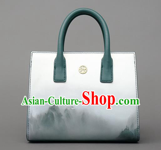 Traditional Handmade Asian Chinese Element Clutch Bags Shoulder Bag National Landscape Painting Handbag for Women