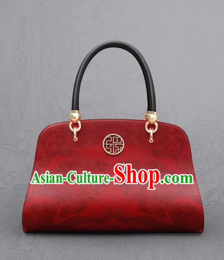 Traditional Handmade Asian Chinese Element Clutch Bags Shoulder Bag National Evening Dress New Year Red Handbag for Women