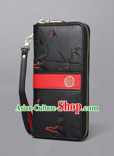 Traditional Handmade Asian Chinese Element Embroidery Bamboo Wallet National Handbag Purse for Women