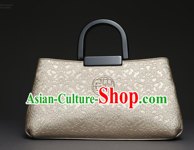 Traditional Handmade Asian Chinese Element Knurling Clutch Bags National Champagne Handbag for Women