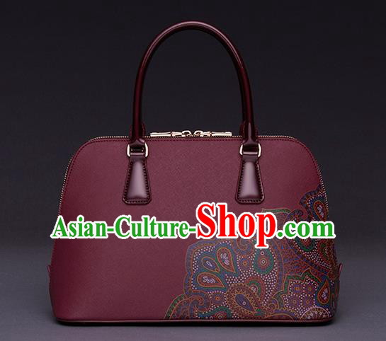 Traditional Handmade Asian Chinese Element Printing Peony Shoulder Bags National Red Handbag for Women