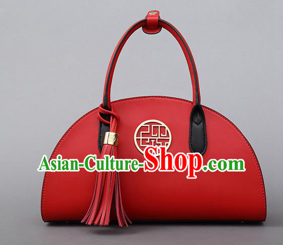 Traditional Handmade Asian Chinese Element Shoulder Bags National Bride Wedding Red Handbag for Women