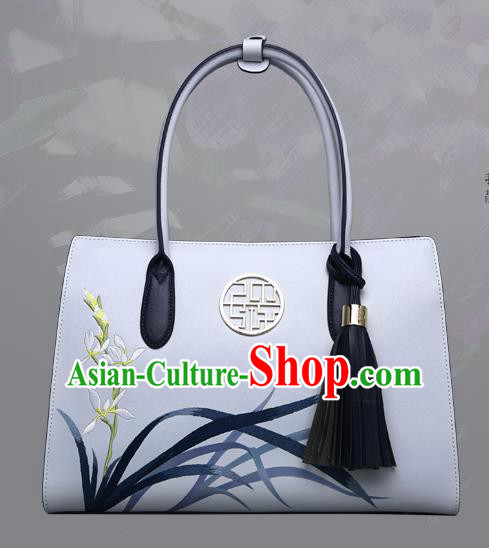 Traditional Handmade Asian Chinese Element Clutch Bags Shoulder Bag National Embroidery Orchid Handbag for Women