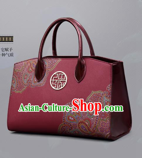 Traditional Handmade Asian Chinese Element Clutch Bags Shoulder Bag National Printing Red Handbag for Women