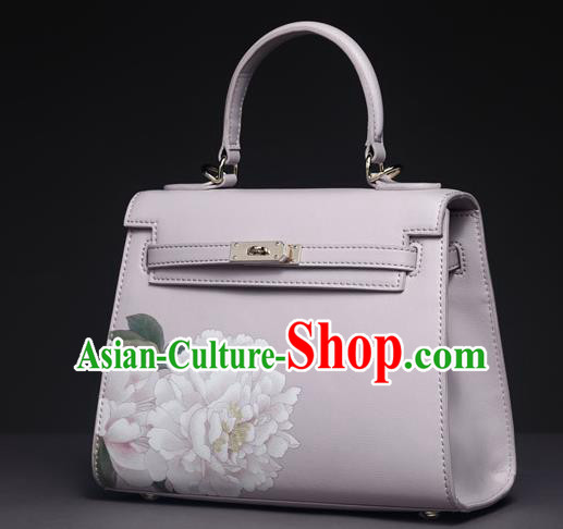 Traditional Handmade Asian Chinese Element Clutch Bags Shoulder Bag National Printing Peony Handbag for Women