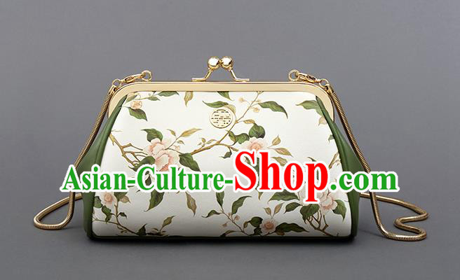 Traditional Handmade Asian Chinese Element Printing Camellia Flower Messenger Bags Shoulder Bag National Evening Dress Handbag for Women