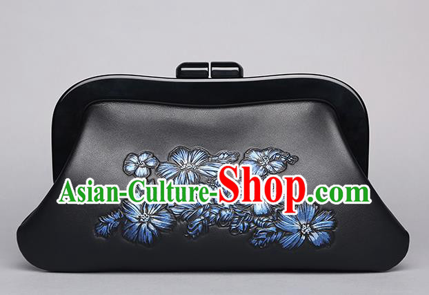 Traditional Handmade Asian Chinese Element Clutch Bags Embroidery Evening Dress Bag National Chinoiserie Black Handbag for Women