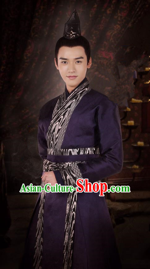 Asian Chinese Traditional Ancient Swordsman Scholar Costume, Lost Love In Times China Northern and Southern Dynasties Nobility Childe Robe Clothing
