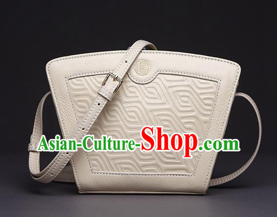 Traditional Handmade Asian Chinese Element Clutch Bags Shoulder Bag Haversack National Knurling White Handbag for Women