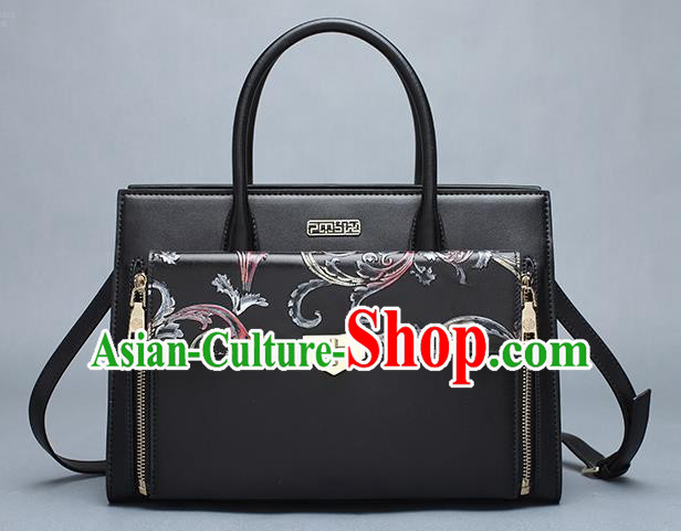 Traditional Handmade Asian Chinese Element Clutch Bags Shoulder Bag National Knurling Black Handbag for Women