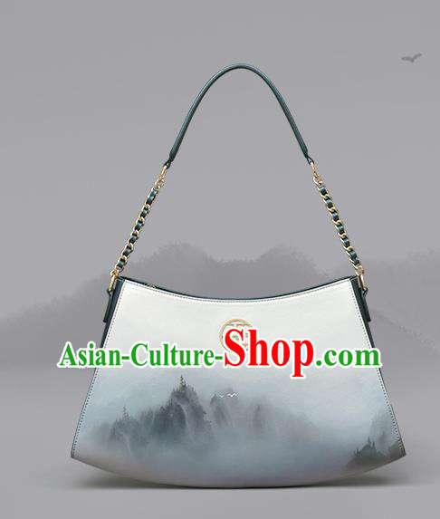 Traditional Handmade Asian Chinese Element Clutch Bags Shoulder Bag National Ink Painting Handbag for Women