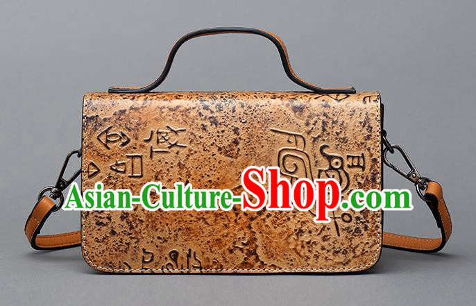 Traditional Handmade Asian Chinese Element Haversack Clutch Bags Shoulder Bag National Bronze Pattern Handbag for Women