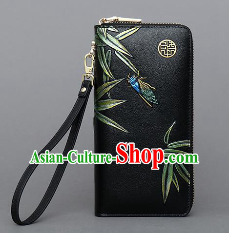 Traditional Handmade Asian Chinese Element Embroidery Bamboo Wallet National Handbag Purse for Women