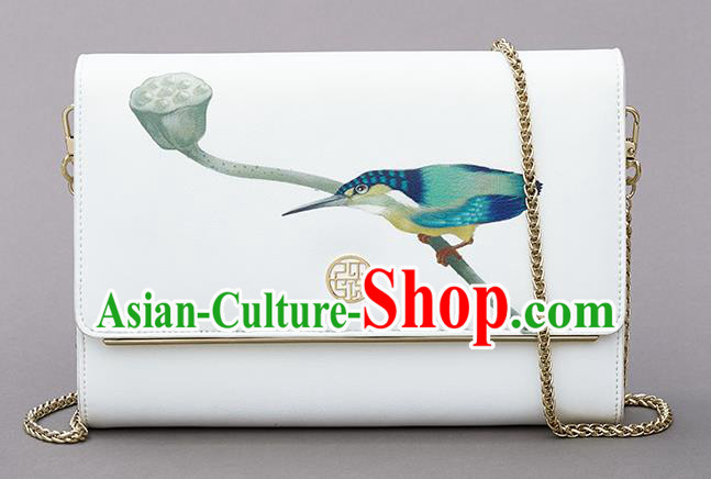 Traditional Handmade Asian Chinese Element Clutch Bags Shoulder Bag National Printing Chain Handbag for Women