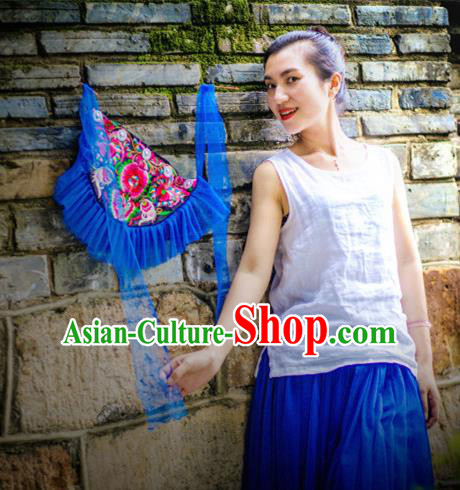 Traditional Ancient Chinese Miao Minority Embroidered Clothing Cheongsam Dress Hair Accessories Headwear for Women
