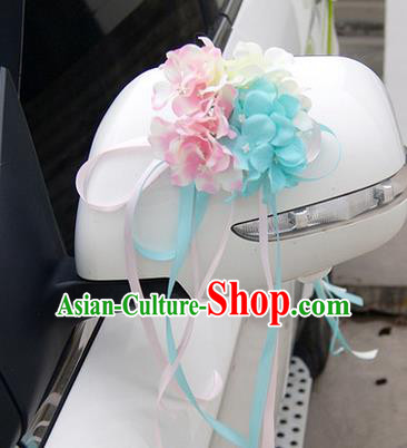 Top Grade Wedding Accessories Blue ang Pink Pincushion Decoration, China Style Wedding Car Ornament Flowers Bride Long Ribbon Garlands