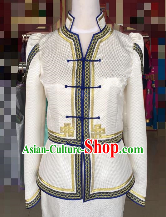 Traditional Chinese Mongol Nationality Dance Costume Handmade Mongolian Blouse, China Mongolian Minority Nationality Clothing for Women