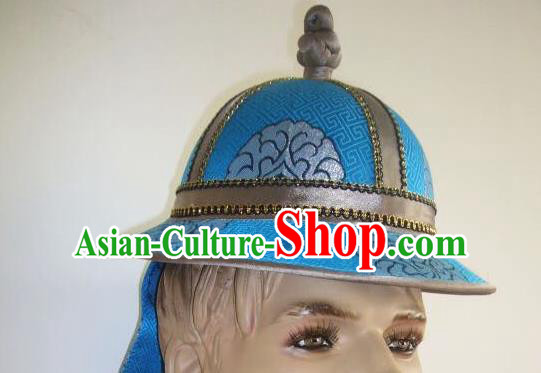 Traditional Handmade Chinese Mongol Nationality Dance Headwear Royal Prince Hat, China Mongolian Minority Nationality Warrior Headpiece for Men