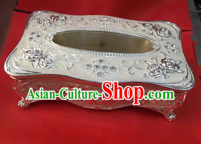 Traditional Handmade Chinese Mongol Nationality Crafts White Tissue Box, China Mongolian Minority Nationality Cloisonne Paper Holder