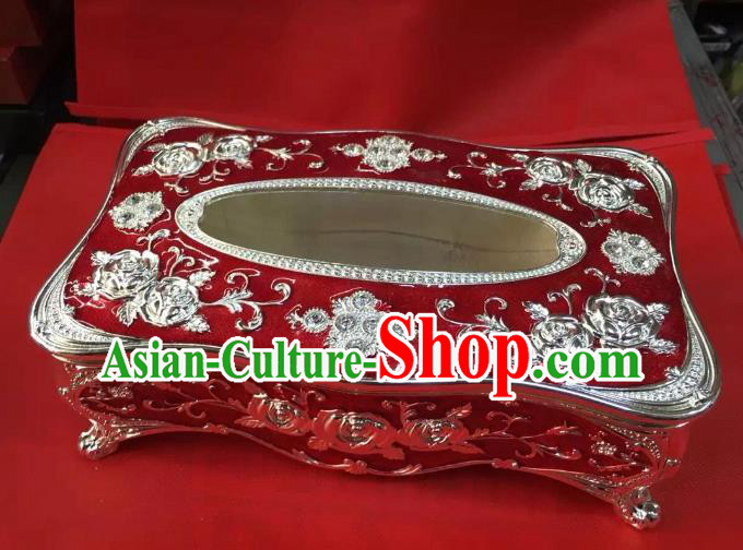 Traditional Handmade Chinese Mongol Nationality Crafts Red Tissue Box, China Mongolian Minority Nationality Cloisonne Paper Holder