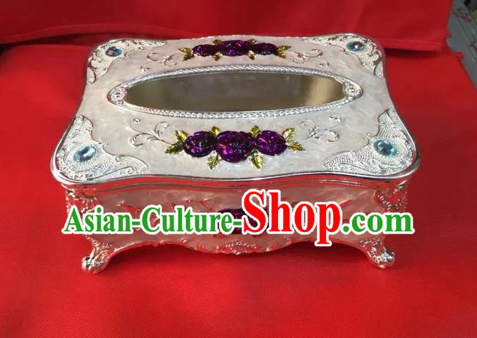 Traditional Handmade Chinese Mongol Nationality Crafts Tissue Box, China Mongolian Minority Nationality Cloisonne White Paper Holder