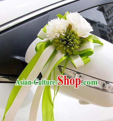 Top Grade Wedding Accessories Decoration, China Style Wedding Car Ornament Green Flowers Bride Silk Ribbon Garlands