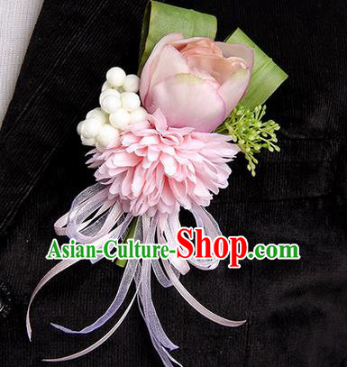 Top Grade Classical Wedding Champagne Silk Tulipa Flowers,Groom Emulational Corsage Groomsman Brooch Flowers for Men
