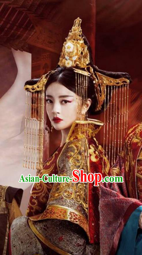 Traditional Ancient Chinese Han Dynasty Imperial Empress Handmade Headpiece Phoenix Coronet Hairpins Tassel Step Shake Headwear Complete Set