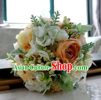 Top Grade Classical Wedding Silk Flowers, Bride Holding Emulational Flowers, Hand Tied Bouquet Flowers for Women