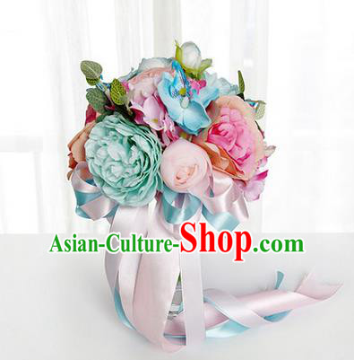 Top Grade Classical Wedding Extravagant Silk Flowers, Bride Holding Flowers Ball, Hand Tied Bouquet Flowers for Women
