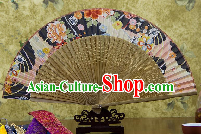 Traditional Chinese Handmade Crafts Pink Folding Fan, China Sensu Ink Painting Flowers Silk Fan Hanfu Fans for Women