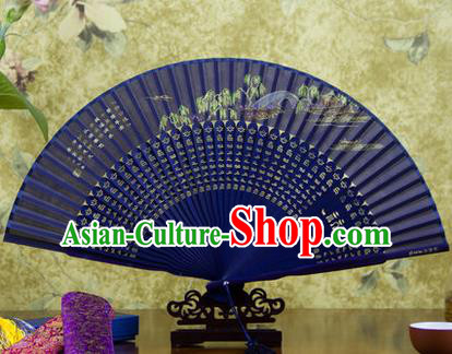 Traditional Chinese Handmade Crafts Folding Fan, China Sensu Painting Hangzhou West Lake Yang Gong Dike Silk Fan Hanfu Fans for Women