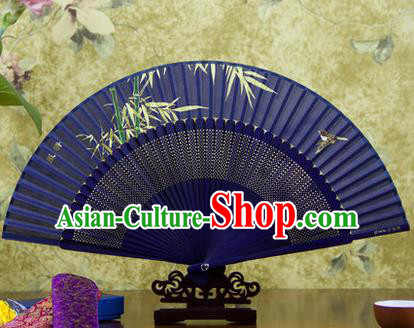 Traditional Chinese Handmade Crafts Folding Fan, China Sensu Painting Bamboo Silk Fan Hanfu Fans for Women