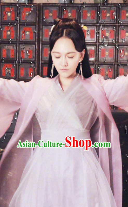 Traditional Ancient Chinese Song Dynasty Imperial Princess Clothing, Chinese Ancient Swordswoman Peri Hanfu Costume and Headpiece Complete Set