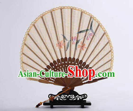 Traditional Chinese Handmade Crafts Hand Painting Flower Folding Fan, China Classical Linen Sensu Sunflower-type Light Yellow Fan Hanfu Fans for Women